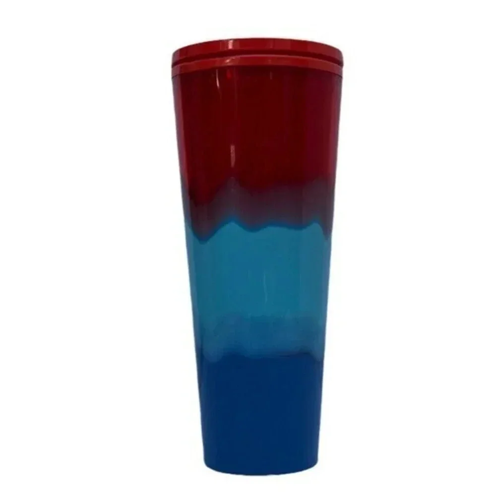 Starbucks Cold Cup Tumbler Red Blue Wave Ombre Venti 24 oz Summer 2021 Imperfect